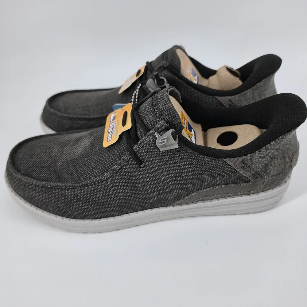 Skechers Mens Melson Coronado Slip-ins Canvas Charcoal Grey 10.5 Hands Free